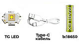 Кишеньковий ручний ліхтар RB-289 ліхтарик із зумом TG LED Type-C 18650, фото 6