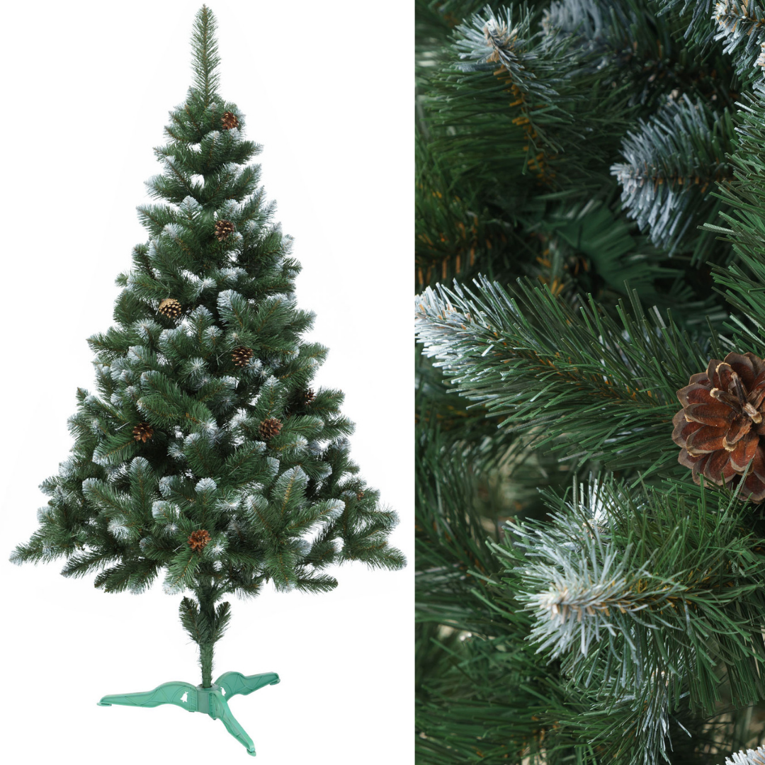 Ялинка штучна 1,5 м з інеєм і шишками Імператор, новорічна класична Ялинка з засніженими кінчиками, фото 1