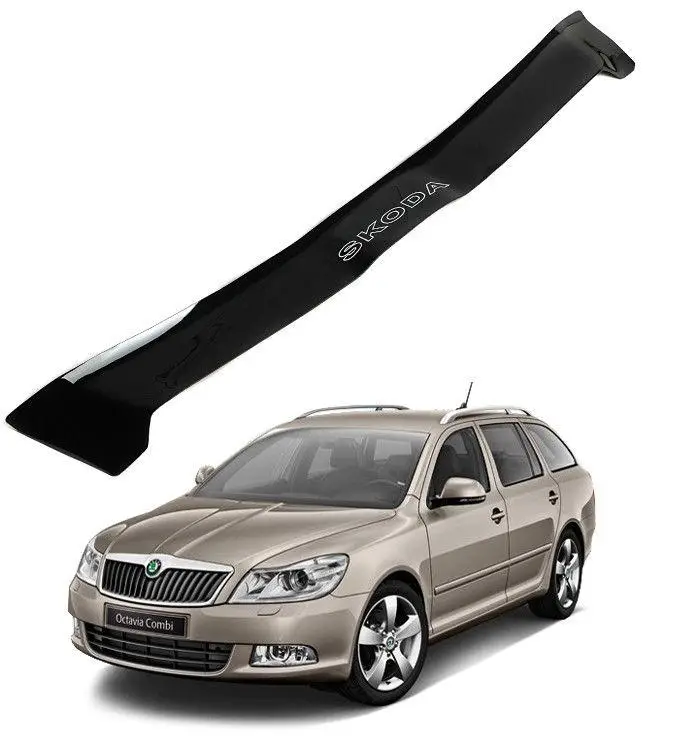 Дефлектор капота мухобойка для Skoda Octavia A5 2004-2013 (Коротка), фото 1