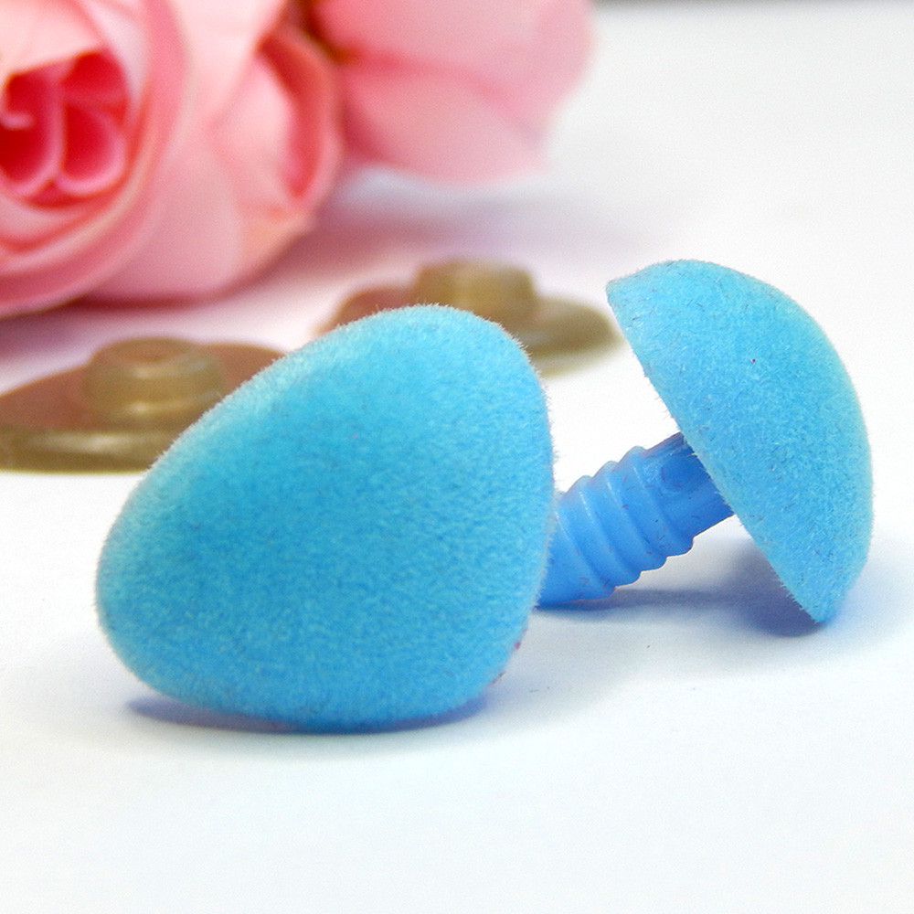 Оксамитовий носик для іграшок, флок, 24х18 мм + кріплення, блакитний