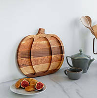 Менажница деревянная тарелка тыква дуб 30х35 см сервировочное блюдо Тарелки деревянные дубовые