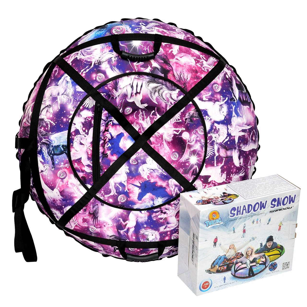 Надувні санки 100 см "Єдинороги" (Оксфорд, ПВХ) ватрушка надувна, фото 1