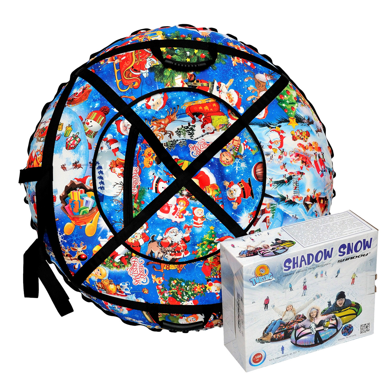 Тюбінг для катання 100 см "Новий рік" (Оксфорд, ПВХ) ватрушка надувна, фото 1