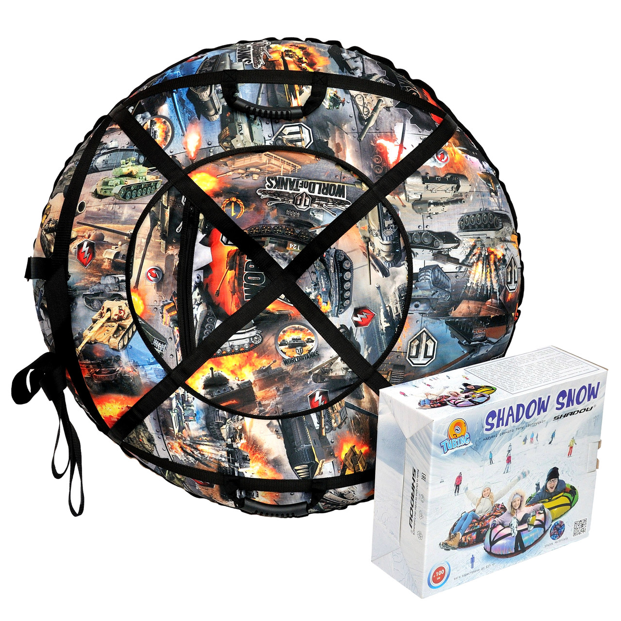 Тюбінг для катання 100 см "Танки" (Оксфорд, ПВХ) ватрушка надувна, фото 1