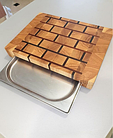 Торцевая разделочная доска деревянная 30х40х6 кирпич Столик-поднос круглый Деревянная посуда для кафе