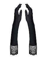 Высокие перчатки с камнями и кружевом Obsessive Miamor gloves, black SND