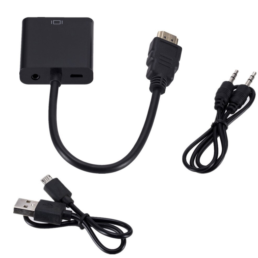 Кабель перехідник HDMI to VGA з звуковим входом 3.5мм та додатковим живленням