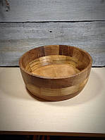 Дерев'яна сегментна тарілка салатниця ручної роботи 23 х 10 горіхів