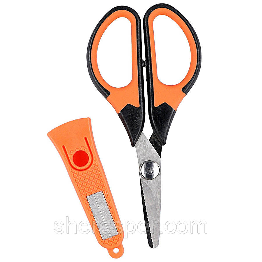 Ножиці для нитки Mikado з точилкою колір-помаранчевий