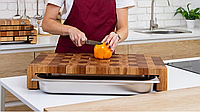 Торцевая разделочная доска деревянная дуб - ясень 60х34х10 Деревянные сервировочные тарелки для ресторана