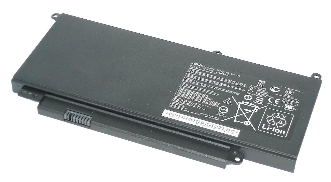 Акумулятор для ноутбука Asus C32-N750 N750JK 11.1V Black 6200mAh Оригинал - фото 2 - id-p1981859989