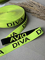 Резинка широка, Diva зелений неон 35 мм