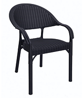 Садовий стілець-крісло Софія 84х55х59 см чорний металокаркас пластик під ротанг