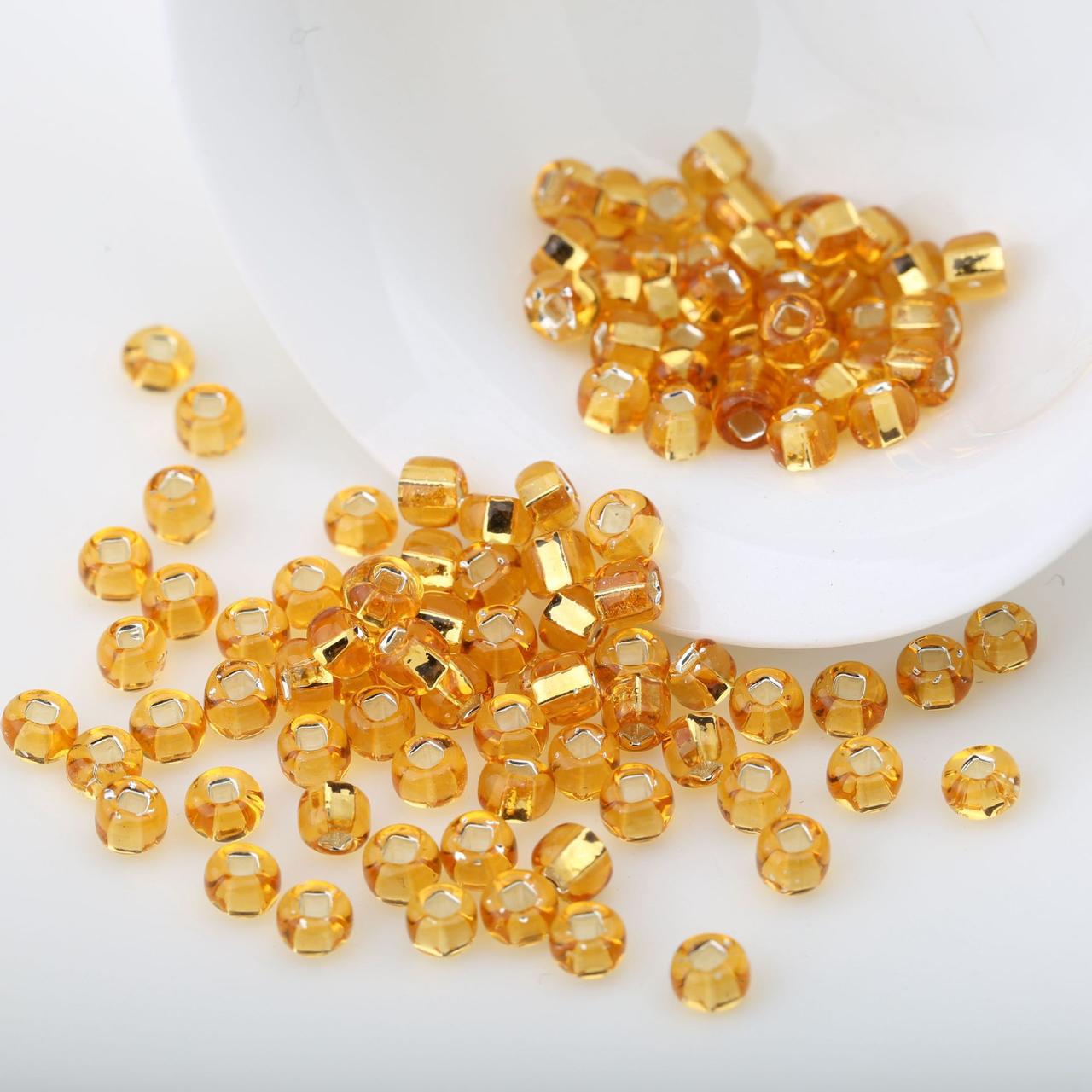 Бісер парчовий з квадратним отвором 2 мм 50 г Золотистий, фото 1