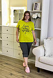 Піжама жіночий капрі та футболка, розміри 48-58, фото 2