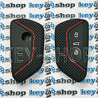 Чехол (черный, силиконовый) смарт ключа Volkswagen ID 3; 4; 5; 6; Golf ; Tiguan (Фольксваген) 3 кнопки