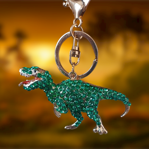 Оригінальний Креативний Модний Шикарний брелок підвіска у формі Динозаврик із кристалами стразами, фото 1
