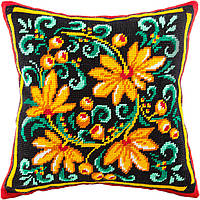 Набор для вышивки подушки крестом Хохлома Страмин с пряжей Zweigart полукрест нитками мулине 40х40 см