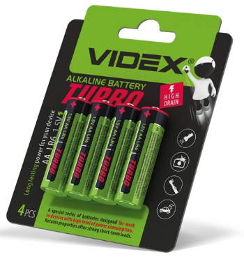 Батарейки Videx Turbo LR-06/блістер 4шт (10)(180), фото 1