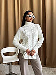 Жіночий теплий светр із коміром-стійкою з в'язкою коса (р. 42-46) 4043288, фото 7