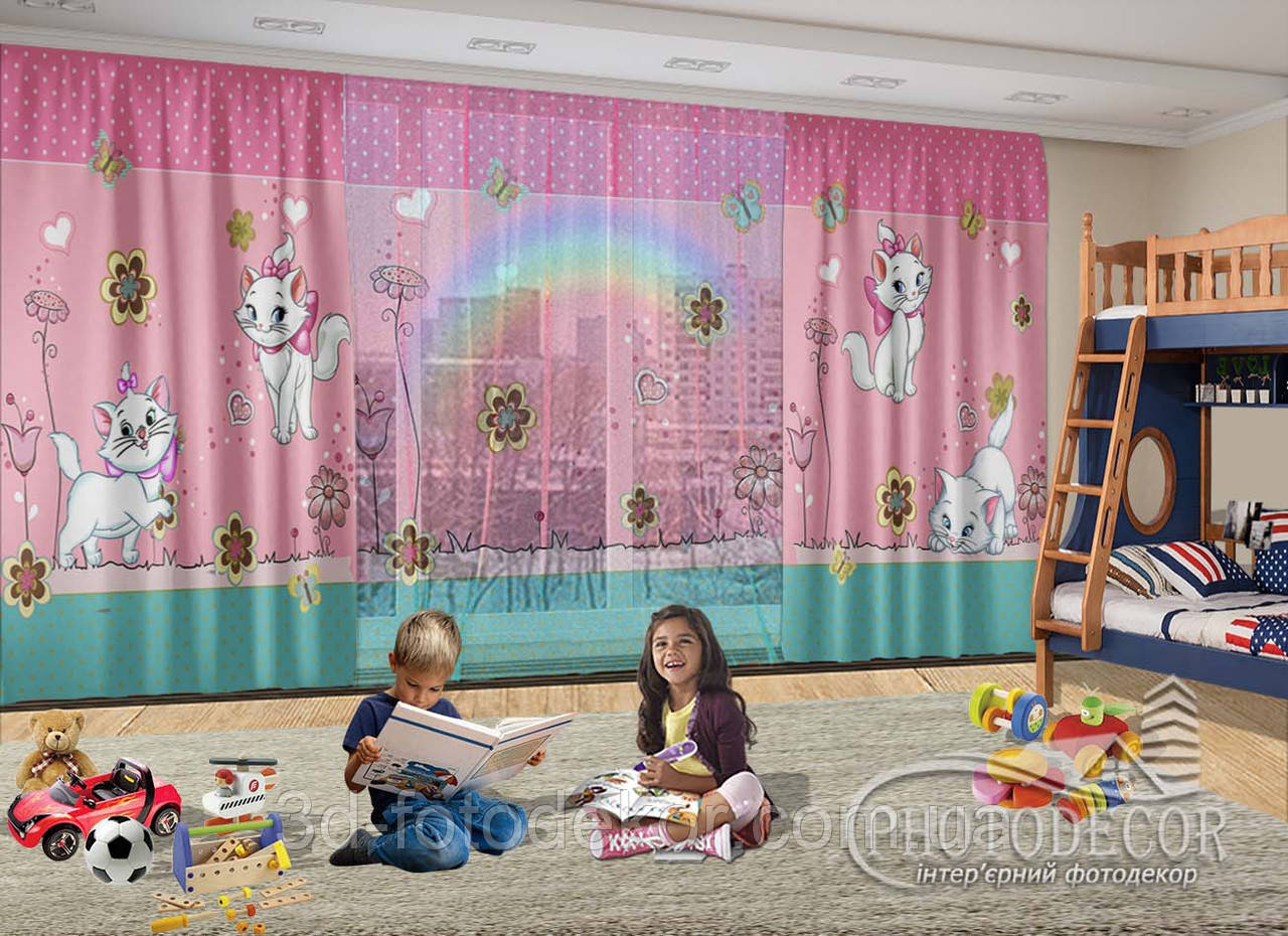 3D - Фото Штори і тюль з "Кішка Марі" - будь-який розмір. Читаємо опис!