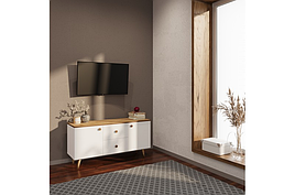 Тумба ТВ глуха у вітальню, спальню Сканді дуб тахо/білий Мікс Меблі