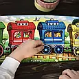 Дерев'яний сортер-пазл (вкладка) "Веселий паровозик – 3 вагони" Розвиваюча гра для малюків, фото 6
