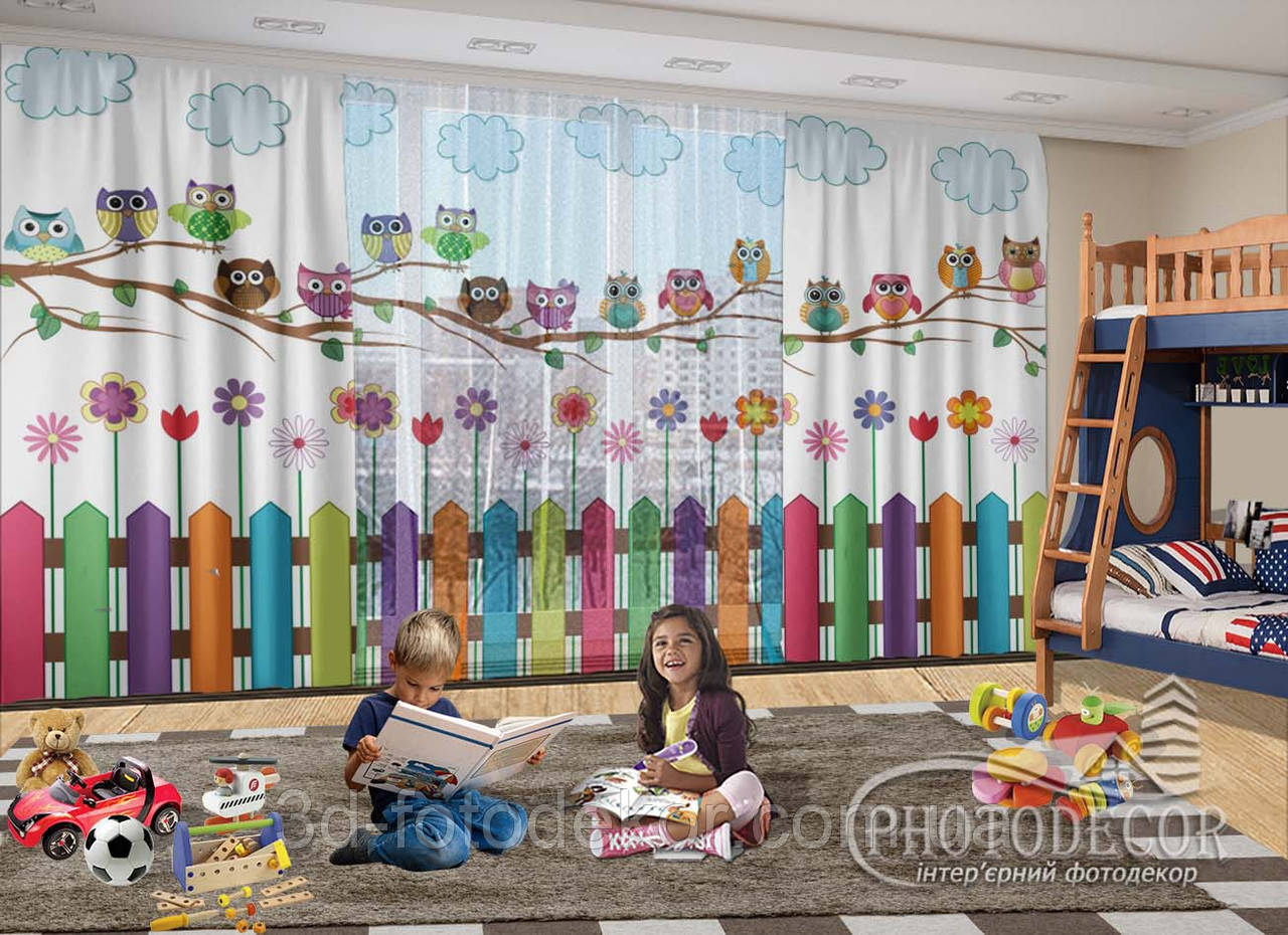 3D - Фото Штори і тюль із Совами - будь-який розмір. Читаємо опис!