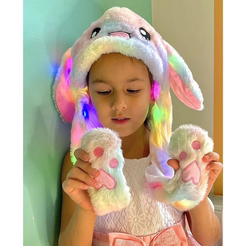 Шапка, що світиться BIT Pikachu toys soft toys with led з рухомими вушками шапка з Led підсвічуванням Райдужна, фото 1