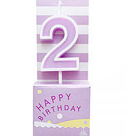 Свечи - цифры в торт "2", высота - 4 см, цвет - лаванда