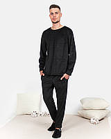 Піжама костюм чоловічий домашній велюровий кофта зі штанами Чорний XL