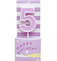 Свечи - цифры в торт "5", высота - 4 см, цвет - лаванда