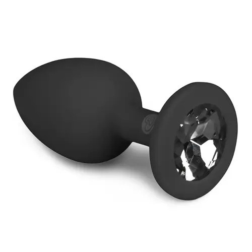 Анальна пробка з кристалом Easytoys, силіконова, чорна, 7.5 х 2.8 см, фото 1