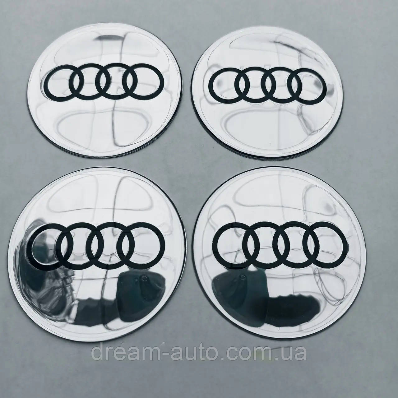 Наклейка випукла на ковпачок диска Audi 65 мм сіра, фото 1