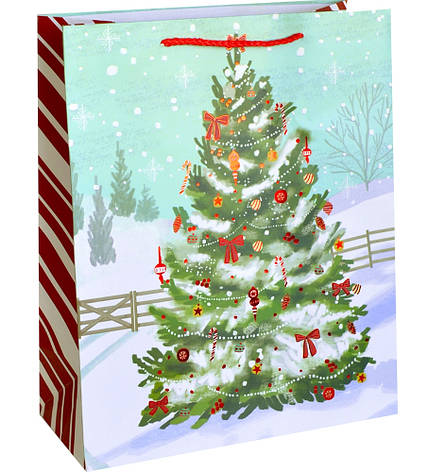 Подарунковий новорічний пакет (ялинка) 32*42.5*11.5 см, фото 1