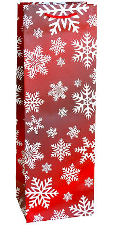 Подарунковий новорічний пакет (сніжинки) 11,5*35*9 см, фото 2
