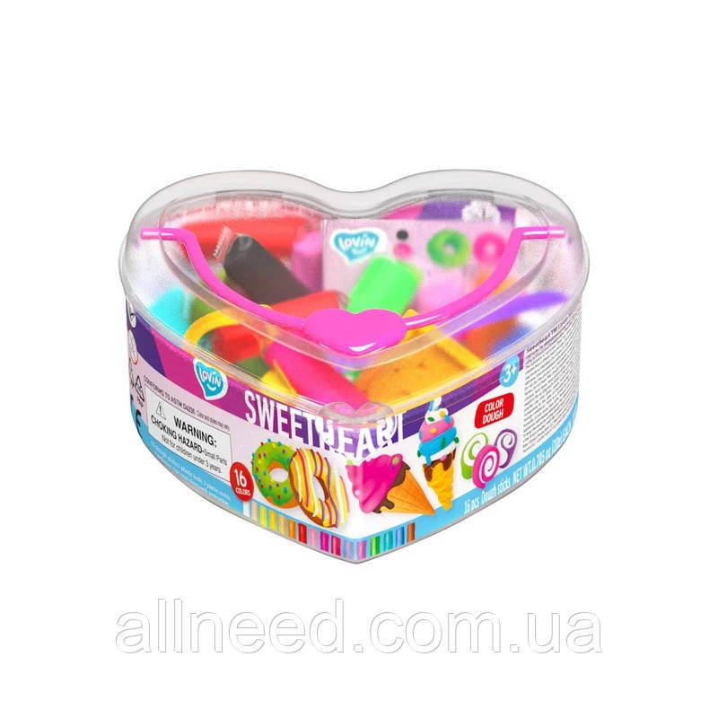 Набір для ліплення з тістом Sweet heart 41207, 16 кольорів, фото 1