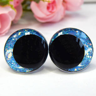 Очі для іграшок зі зміщеною зіницею, блискучі Ø18 мм, блакитні (2 шт), фото 1