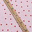 Двошаровий жатий муслін "Різносторонні червоні сердечка на рожевому", ширина 135 см, фото 2