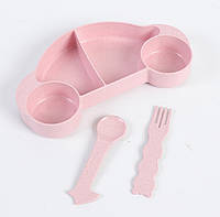 Детская бамбуковая посуда 2 в 1 Машинка (Розовый) «D-s»
