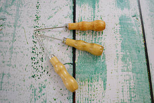 Шило з гачком та дерев'яною ручкою 128мм