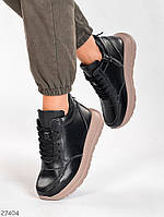 39 р.-25 см. Женские осенние ботинки хайтопы на платформе, натуральная кожа черного цвета бежевая подошва