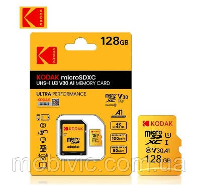 Kodak карта пам'яті MicroSD 128Gb (10 class V30), U3 — Оригінал, фото 1
