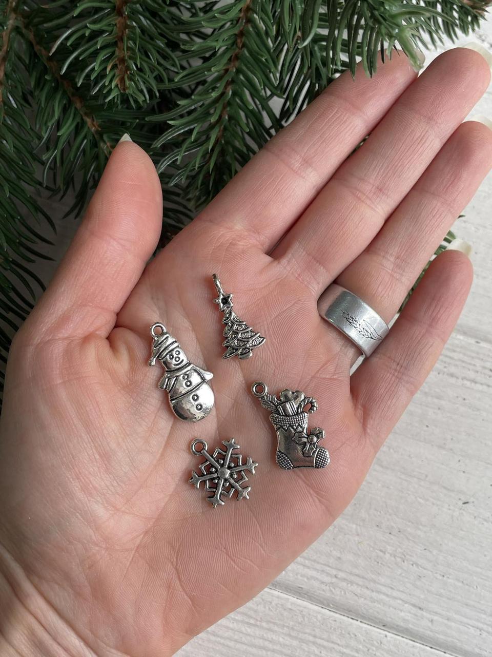 Набір новорічних шармів , срібло  4 шт