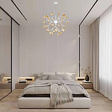 Біла люстра з скляних пелюсток на 36 ламп Petals (918-LP262-36 WH+BR), фото 5