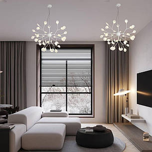 Біла люстра з білими пелюстками на 36 ламп Petals (918-LP262-36 WH+WH), фото 3