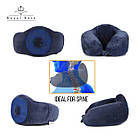 Подушка ортопедична для подорожей RoyalRest Memory Foam Синій 28х28х12см Ортопедична подушка для літака, фото 3