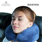 Подушка ортопедична для подорожей RoyalRest Memory Foam Синій 28х28х12см Ортопедична подушка для літака, фото 5