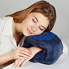 Подушка ортопедична для подорожей RoyalRest Memory Foam Синій 28х28х12см Ортопедична подушка для літака, фото 6