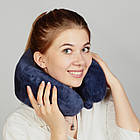 Подушка ортопедична для подорожей RoyalRest Memory Foam Синій 28х28х12см Ортопедична подушка для літака, фото 7